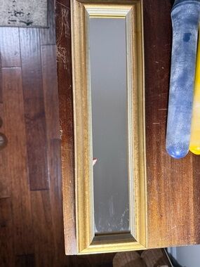 Narrow Gold Framed Wall Mirror - Decorative Accent 18.5x5.5”